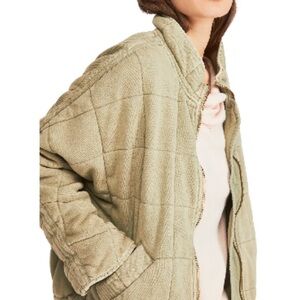 Free People Quilted Dolman Jacket in Light Green